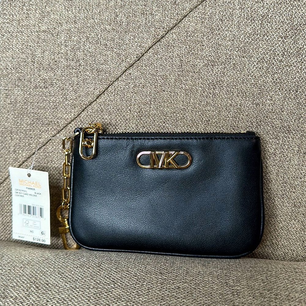 Parker Small Leather Zip Card Case Color Black